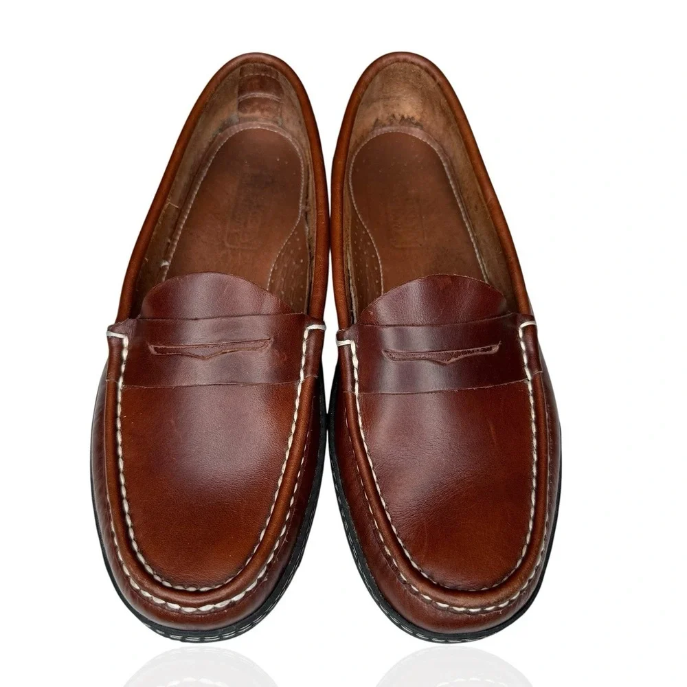 Handsewn Company Men's 8.5 Brown Leather Dress Penny Loafers‎ Drivers Moc Toe